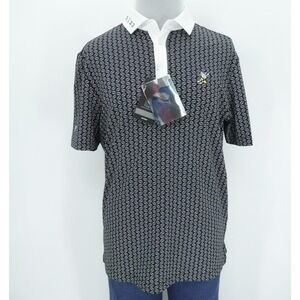 Winged Foot Golf Club ShirtMens M Black Geometric Antibacterial Odor Control